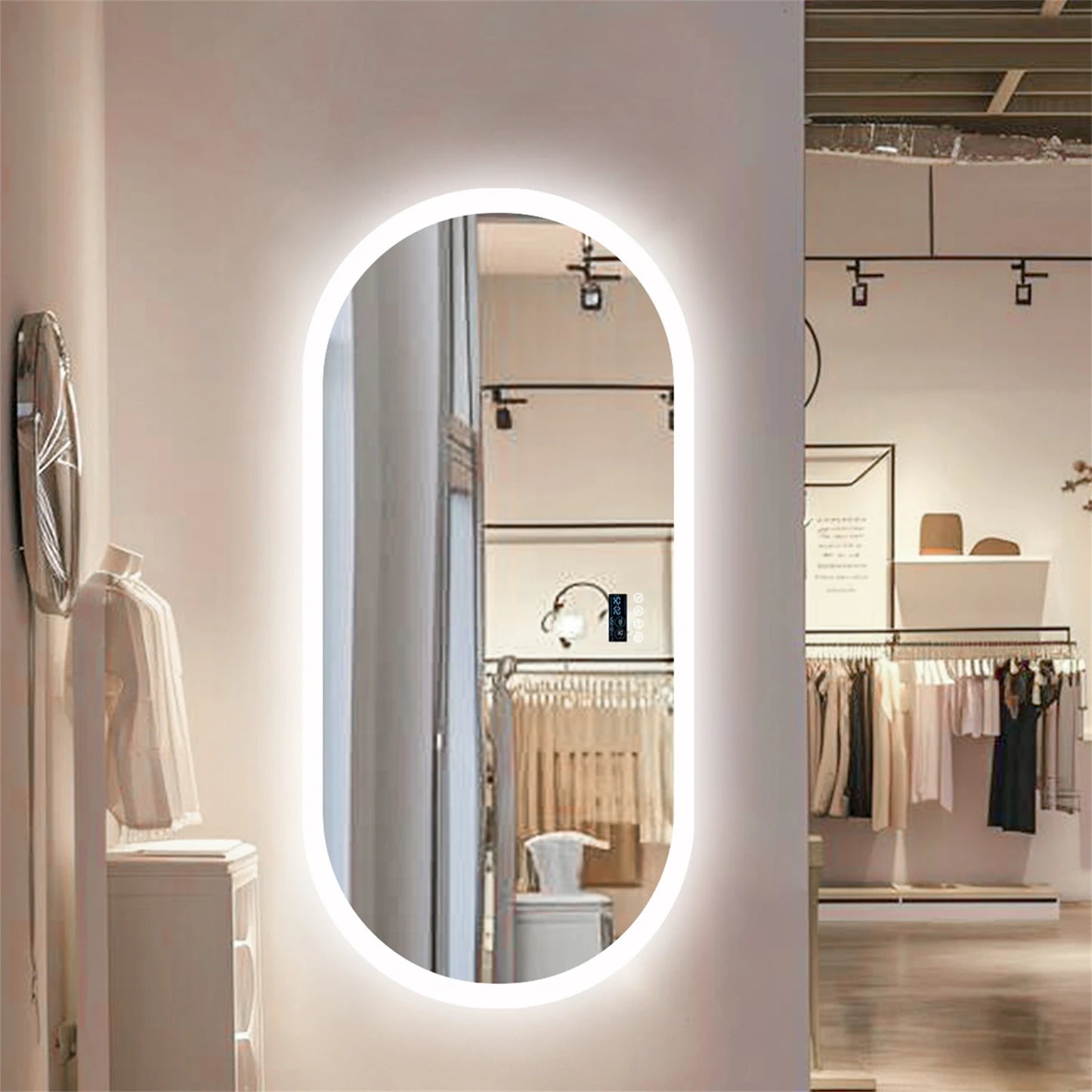 BORWART Oval Led Vanity Mirror With Bluetooth Display