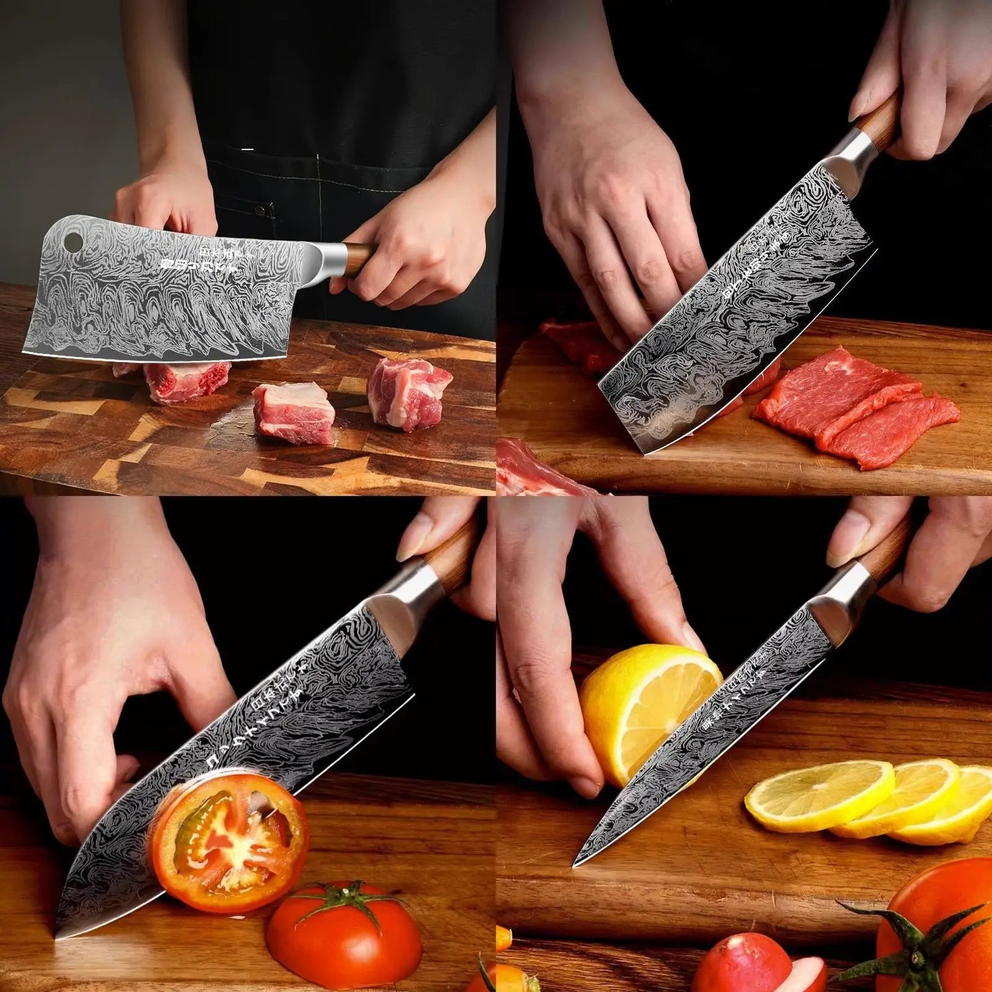 Japanese Style 4-Piece Kitchen Knife Set Stainless Steel Chef Knives