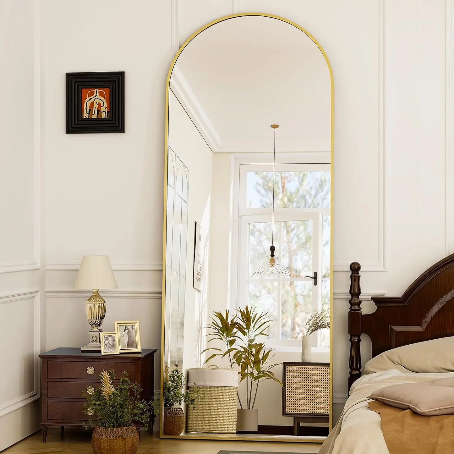 21x64 Inch Arched Full Length Mirror Aluminum Alloy Frame High Definition Full Body Mirror for Bedroom or Living Room