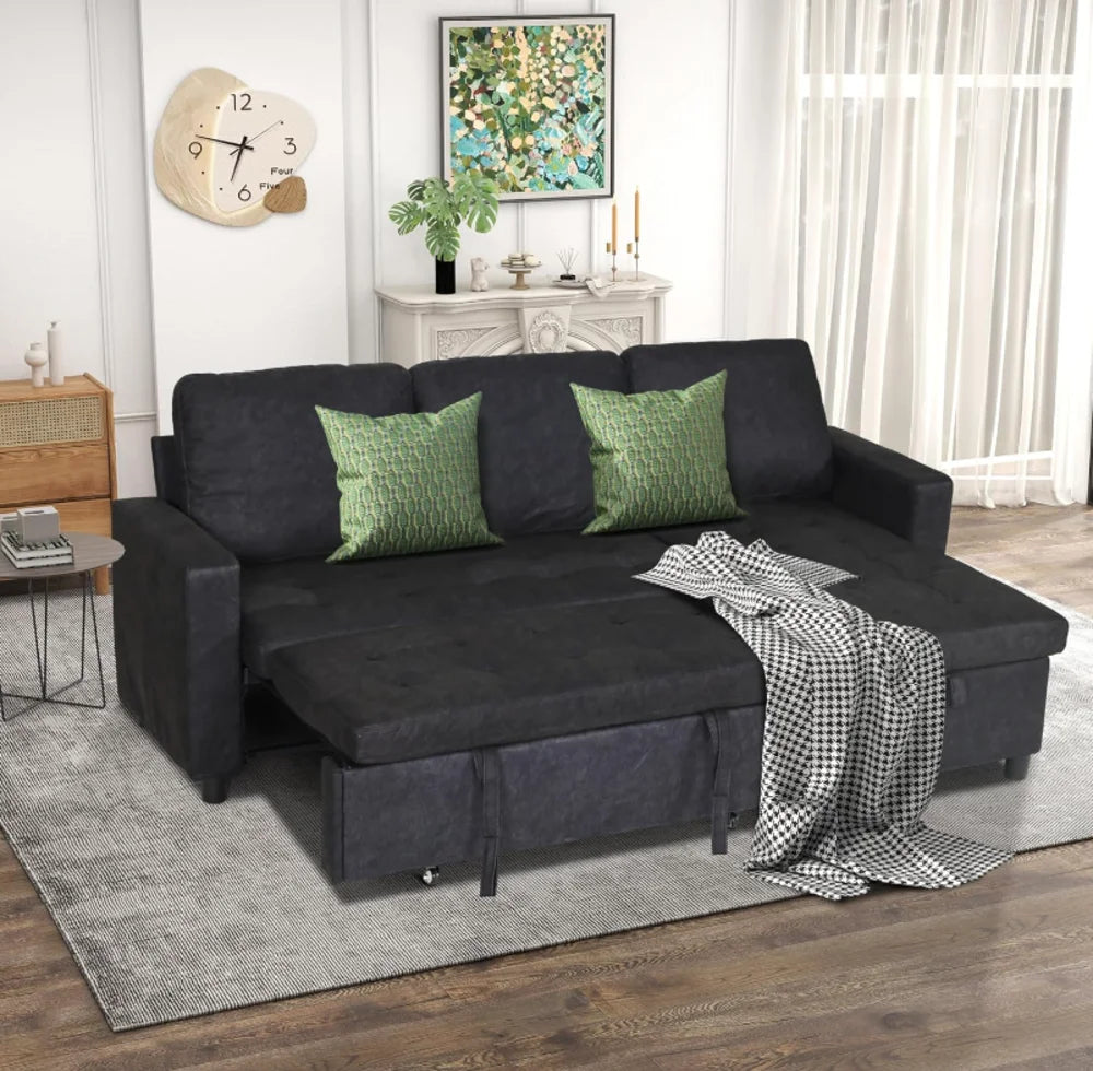 SEOGWIS Convertible Sectional Sofa Sleeper With Storage