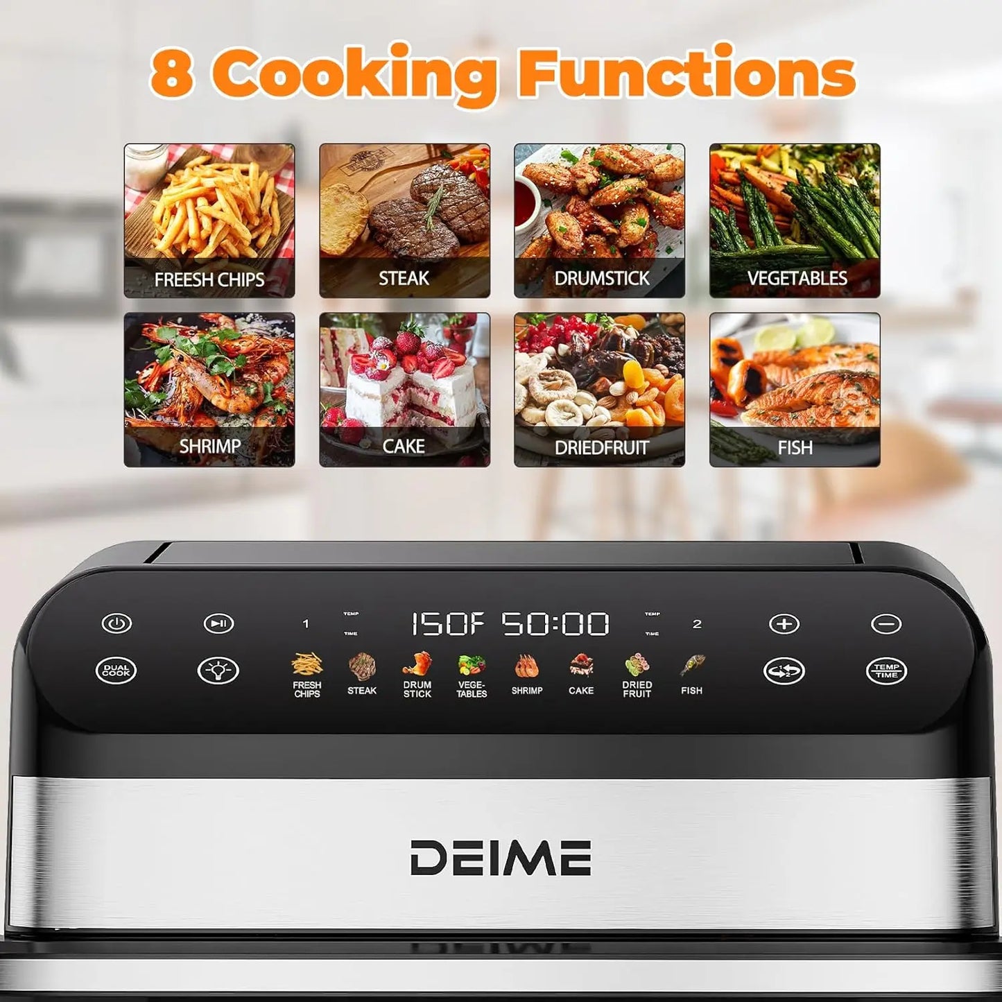 Air Fryer 10.6 QT Oilless 1800W Large Capacity Oven with 8 Presets Healthy Cooker for Families