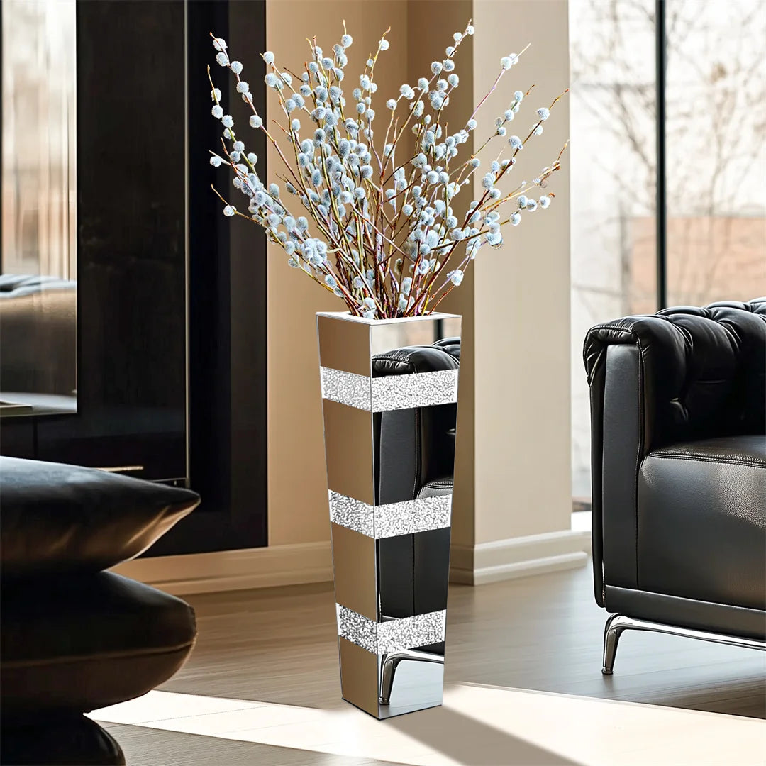 Function Modern Floor Vase Crystal Mirrored Flower Vase
