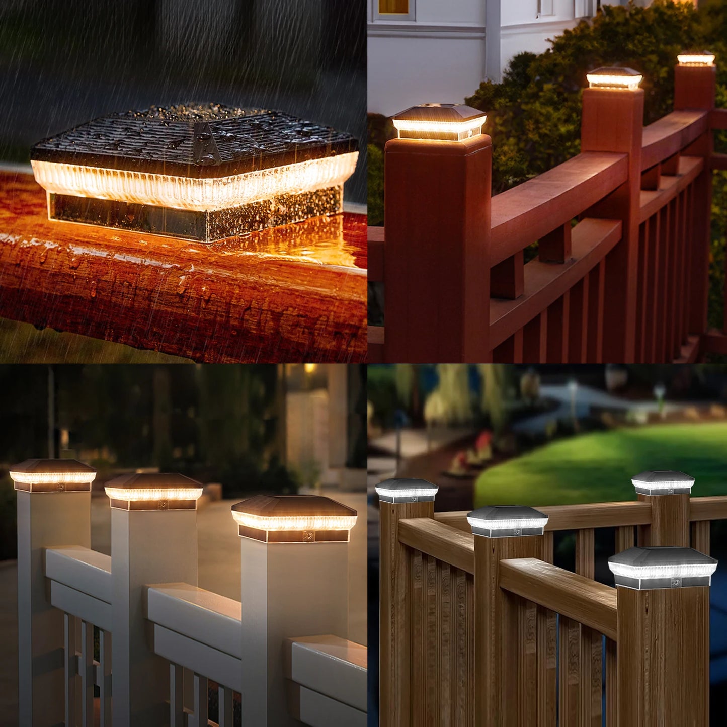 6 Pack 4x4 Solar Post Lights Outdoor with 40 LEDs 30 Lumens
