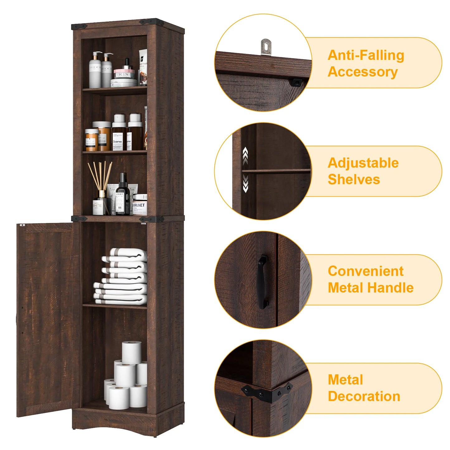 QiaoShiRenHignconcerned Farmhouse Storage Cabinet Barn Door