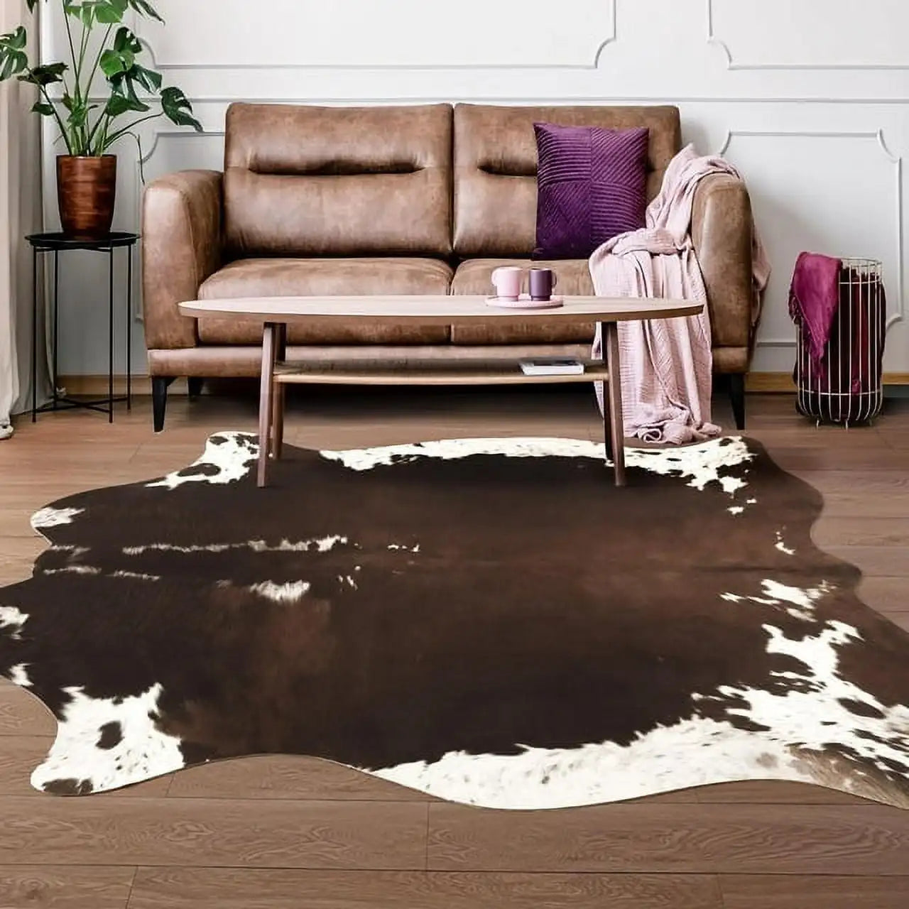 American Style Animal Print Rug Faux Fur Cowhide Rug