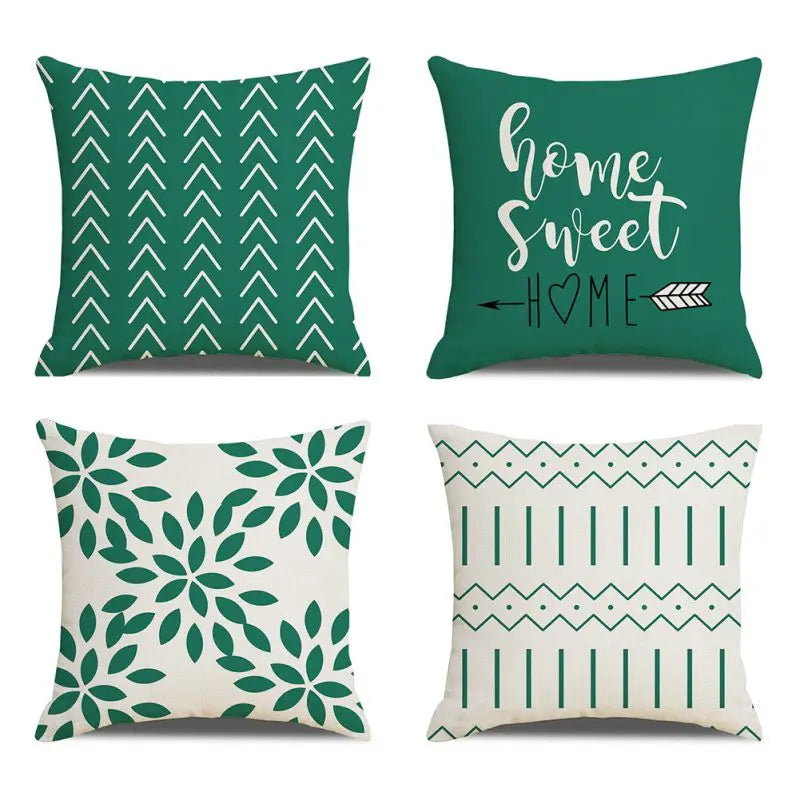 Four Pack Pillow Covers Polyester Cotton For Sofa Decor
