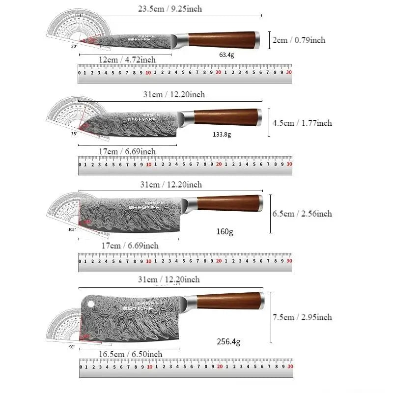 Japanese Style 4-Piece Kitchen Knife Set Stainless Steel Chef Knives