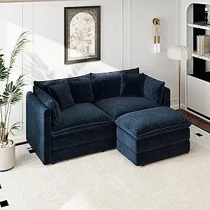 Modular Sectional Sofa Modern Convertible Loveseat Couch 77.16 Inch Deep 2-Seater Comfy Chenille Cloud Sofa