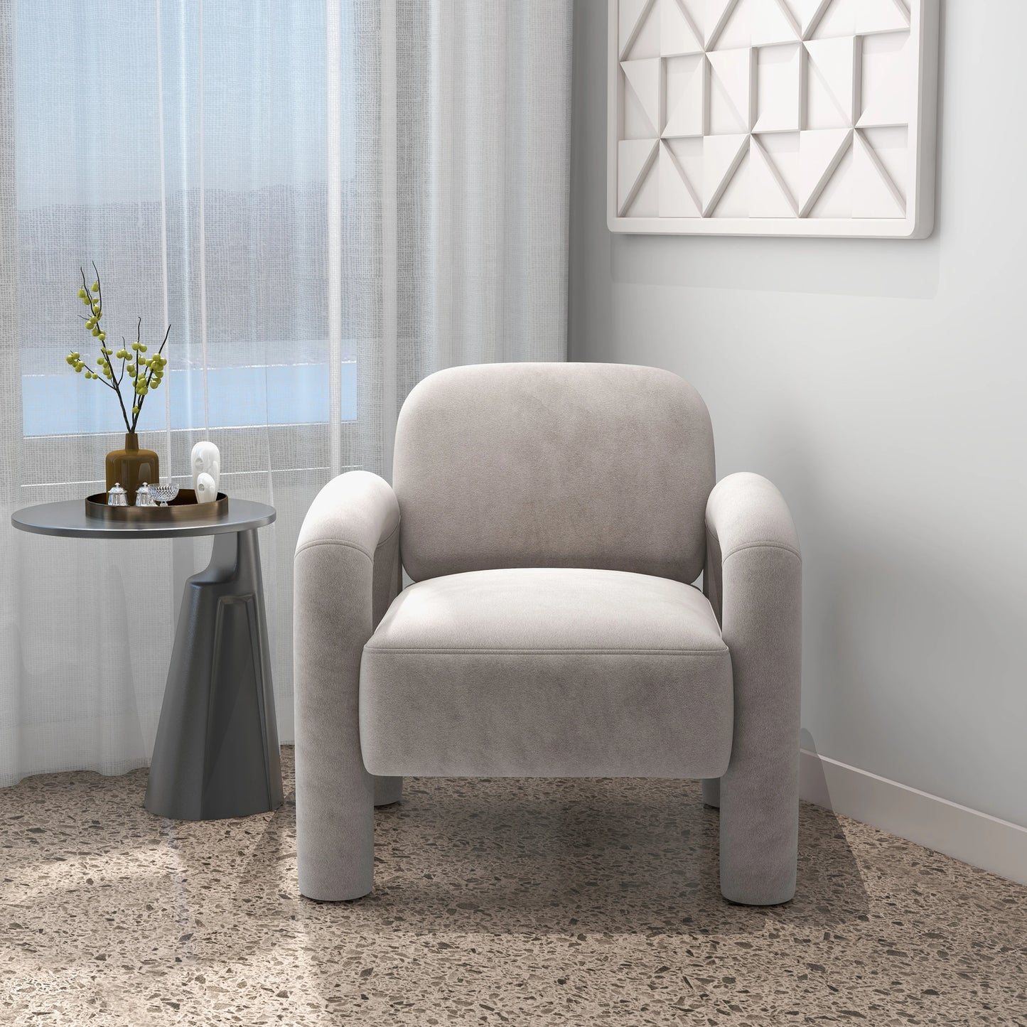 SEYNAR Mid Century Modern Velvet Upholstered Accent Chair