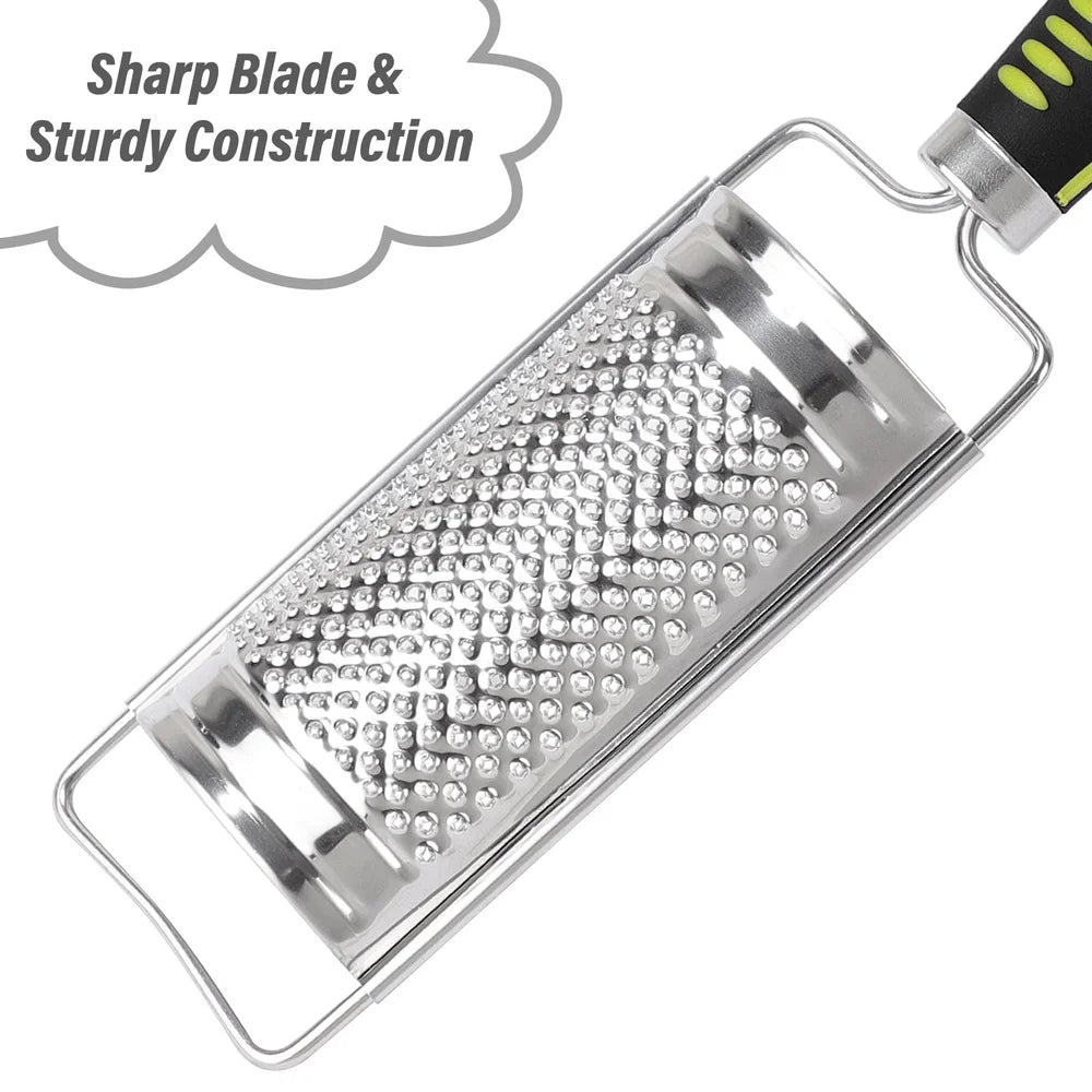 Stainless Steel Cheese Grater Set Handheld Zester Kitchen Shredder Tool Non Slip PP Handle Easy Clean Compact Storage Rust Resistant