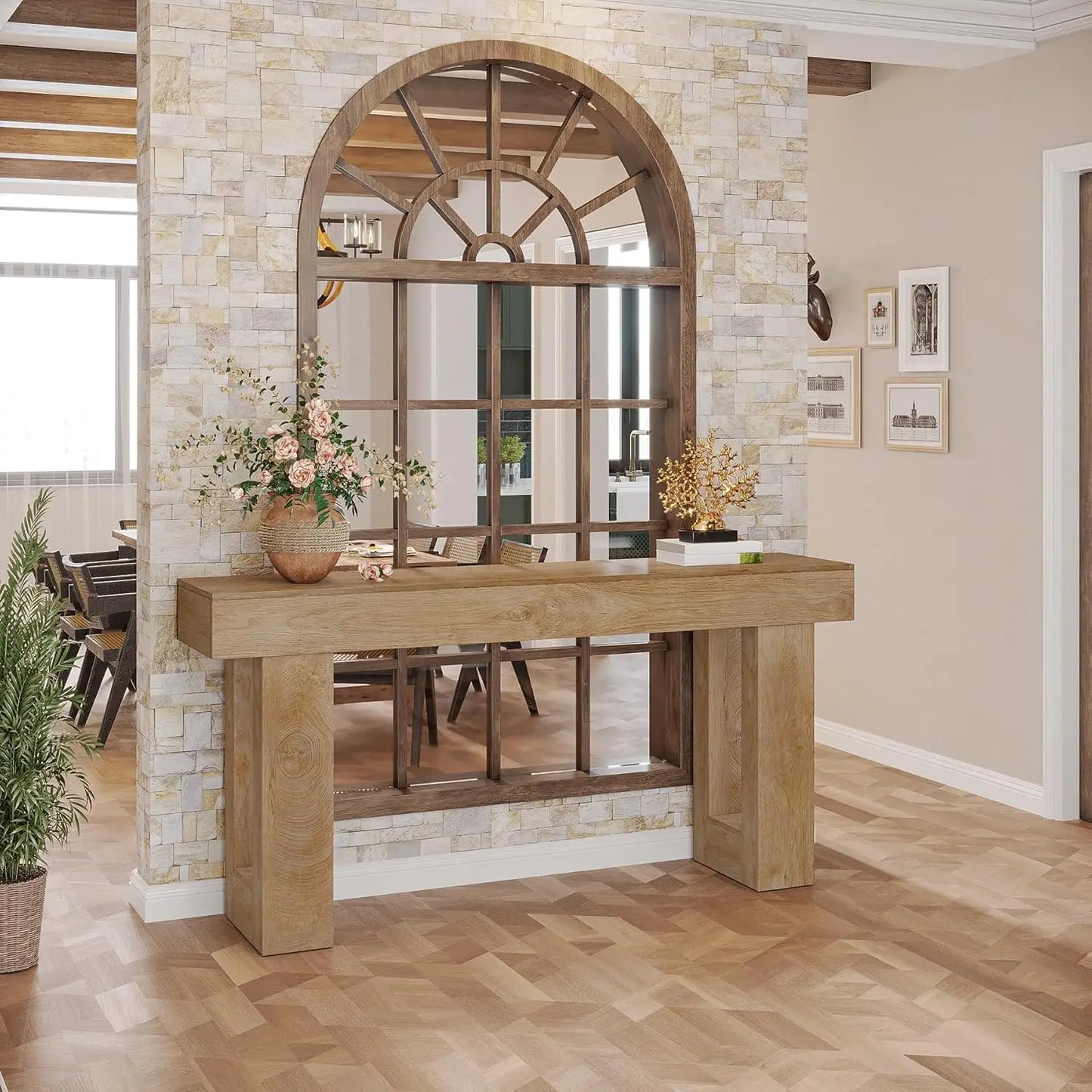Little Tree Farmhouse Console Table Wooden Entryway Hallway