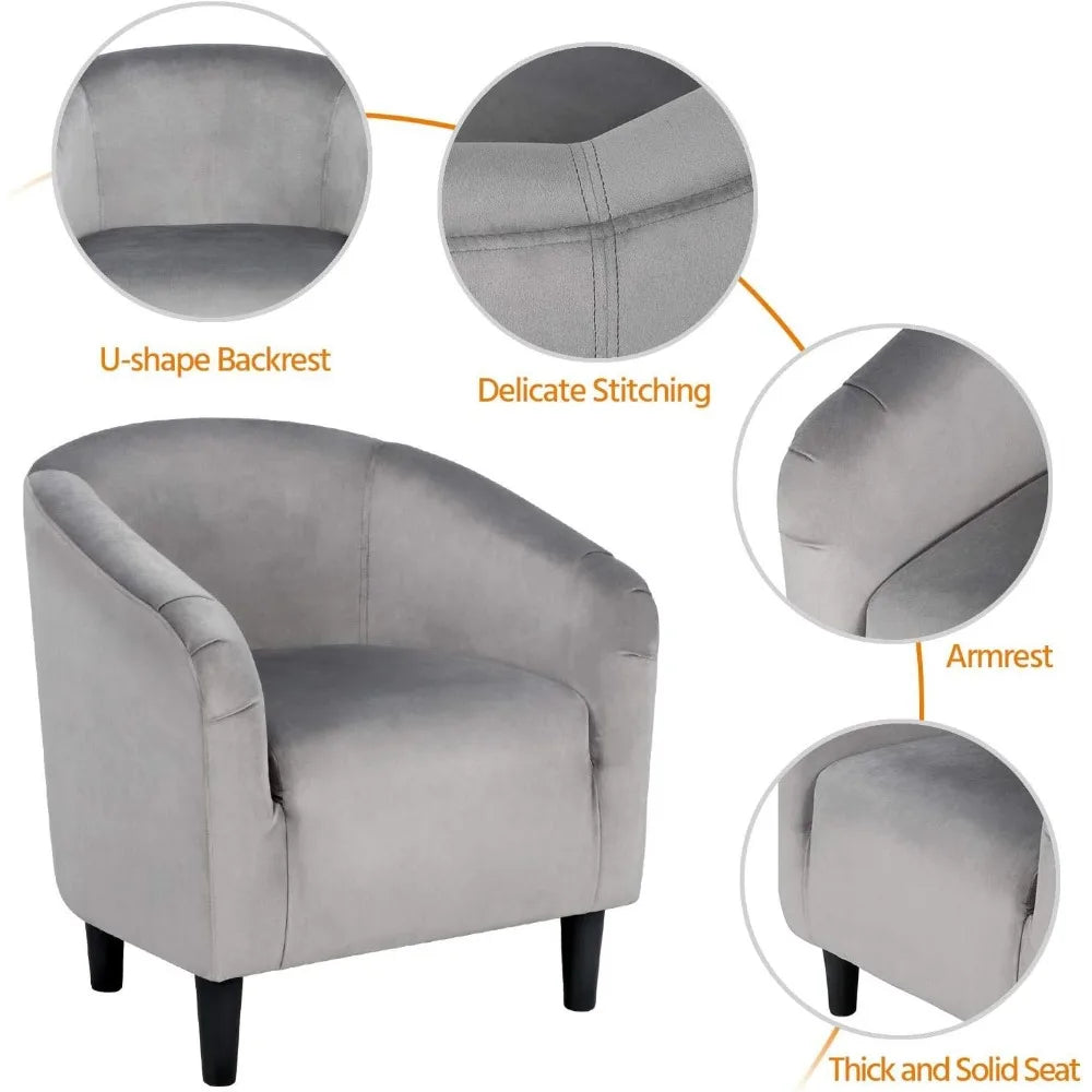 Velvet Barrel Chair With Armrests Low Back Living Room Chair