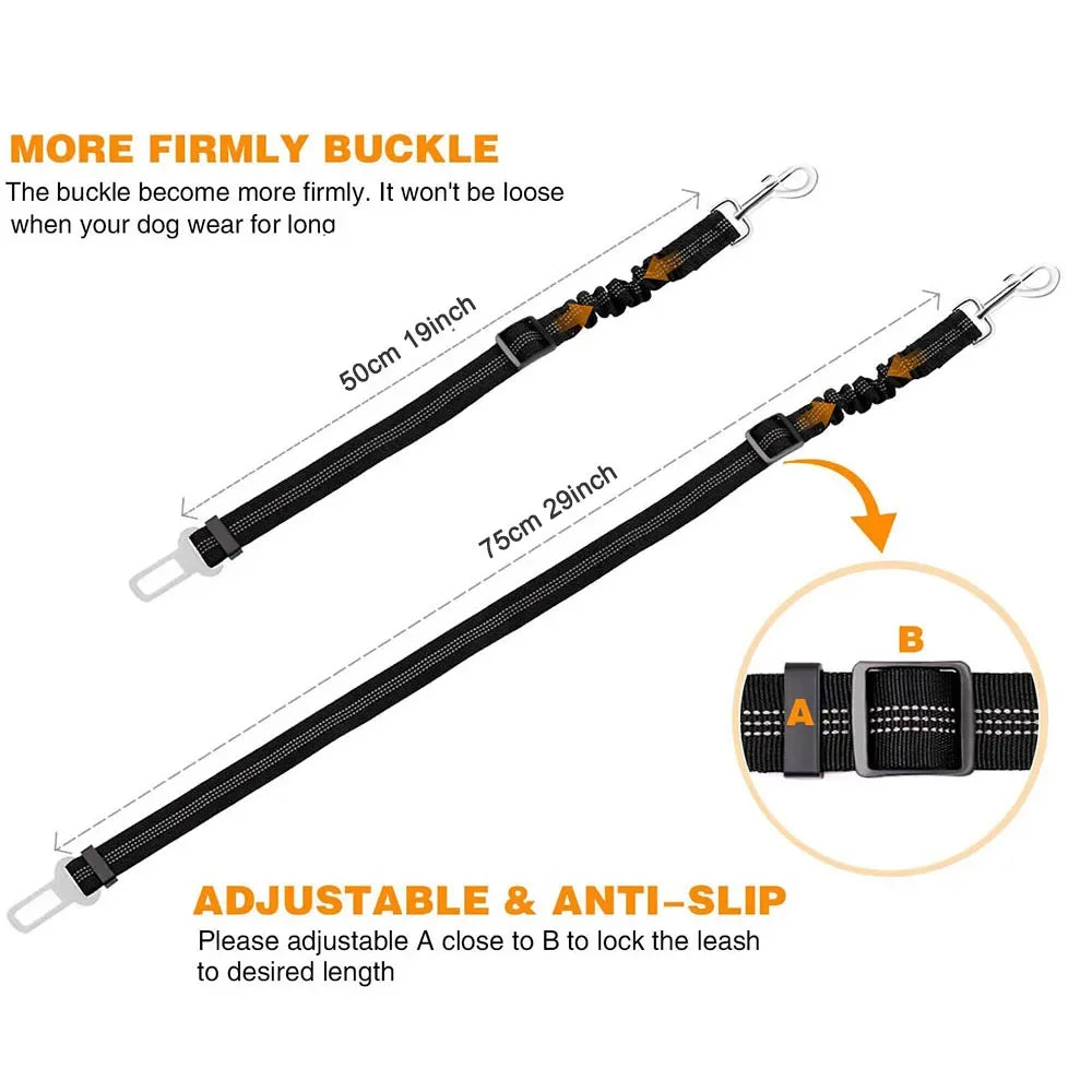 Pet Dog Car Seat Belt Retractable Elastic Reflective Safety Traction Rope Harness Accessories
