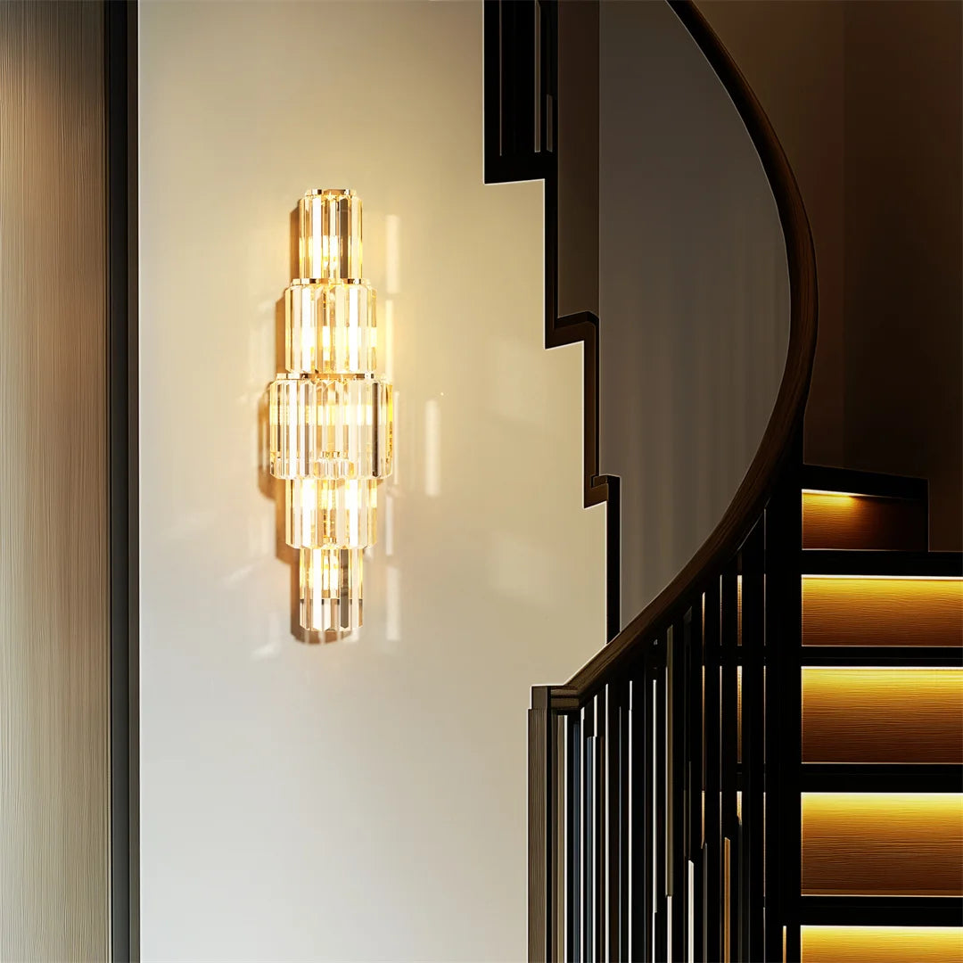 Luvodi Crystal Wall Lamp 3 Layer Sconce Light E14 Led