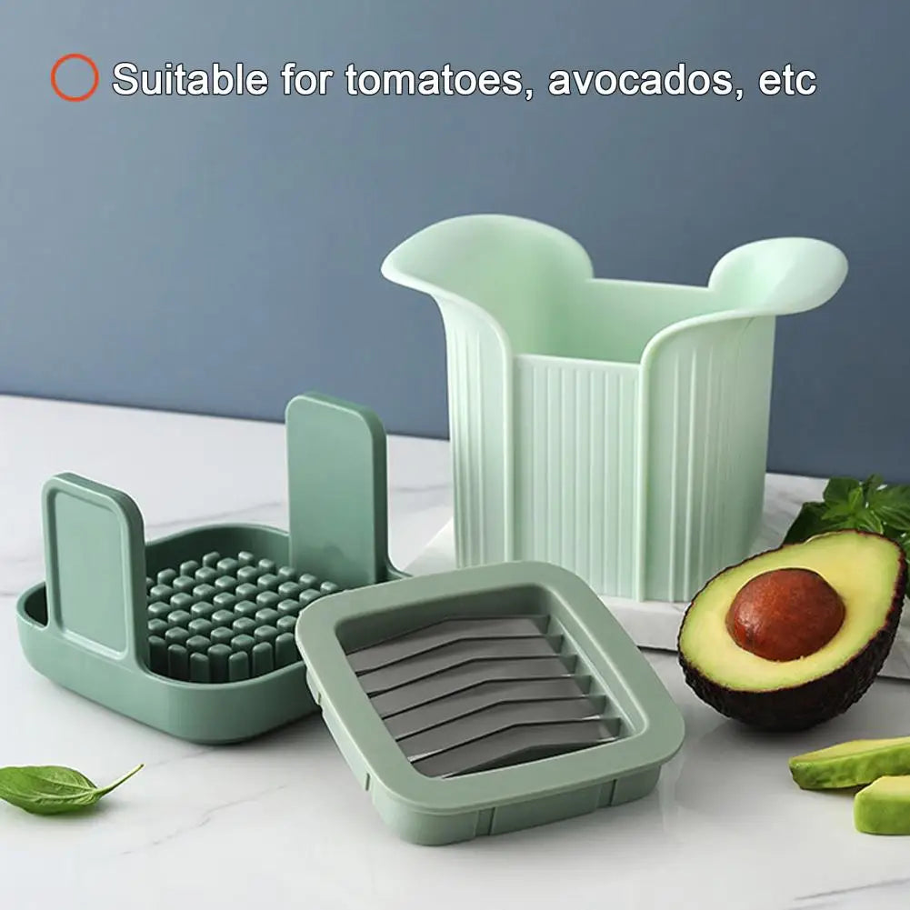 Vegetable Slicer with Container Soft Food Time Saving Chopper Stainless Steel Blade Detachable Cutter for Veggies and Fruits