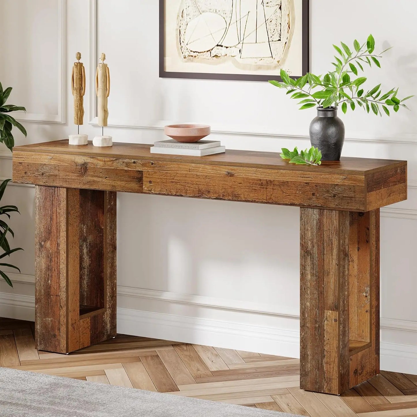 Little Tree Farmhouse Console Table Wooden Entryway Hallway