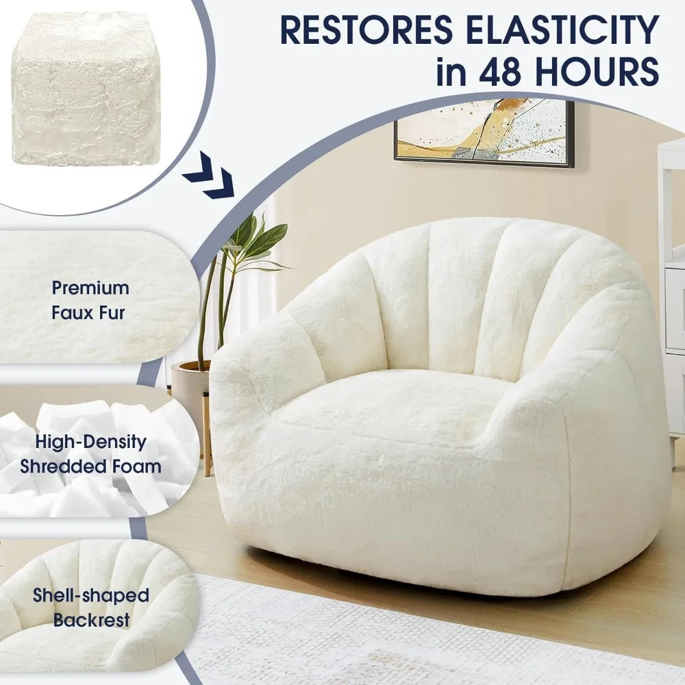 MKDK Shell Shaped Memory Foam Bean Bag Chair Cozy Cushion