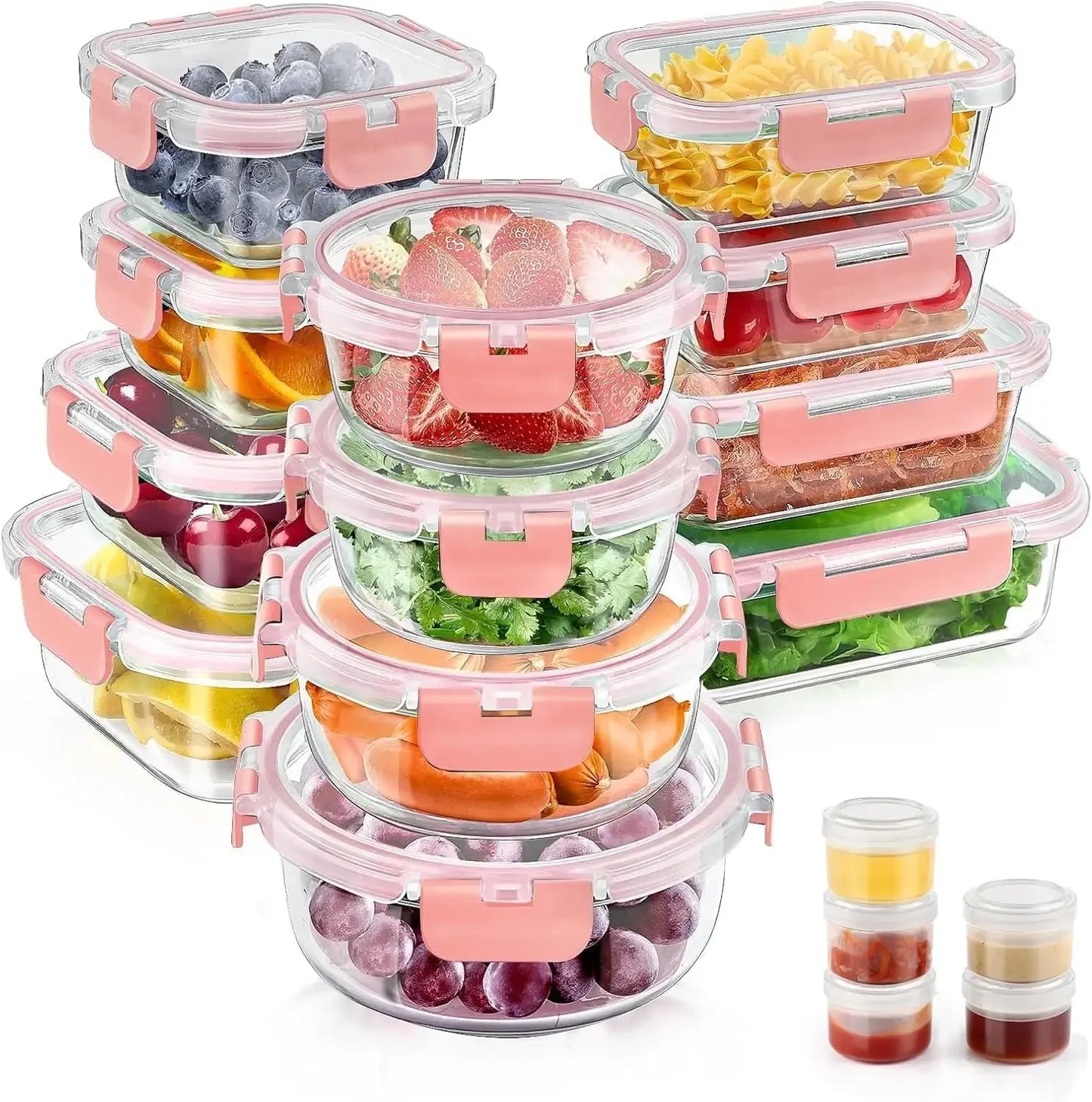 Glass Food Storage Containers with Lids Set, Airtight Meal Prep Containers