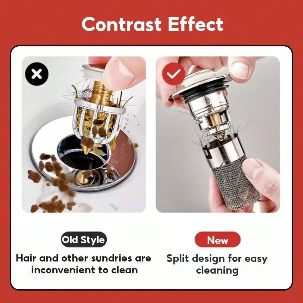 2Pcs Bathroom Sink Stopper Universal Replacement Up Stainless Steel Sink Drain Filter with Hair Catcher 1.1-1.45Inch