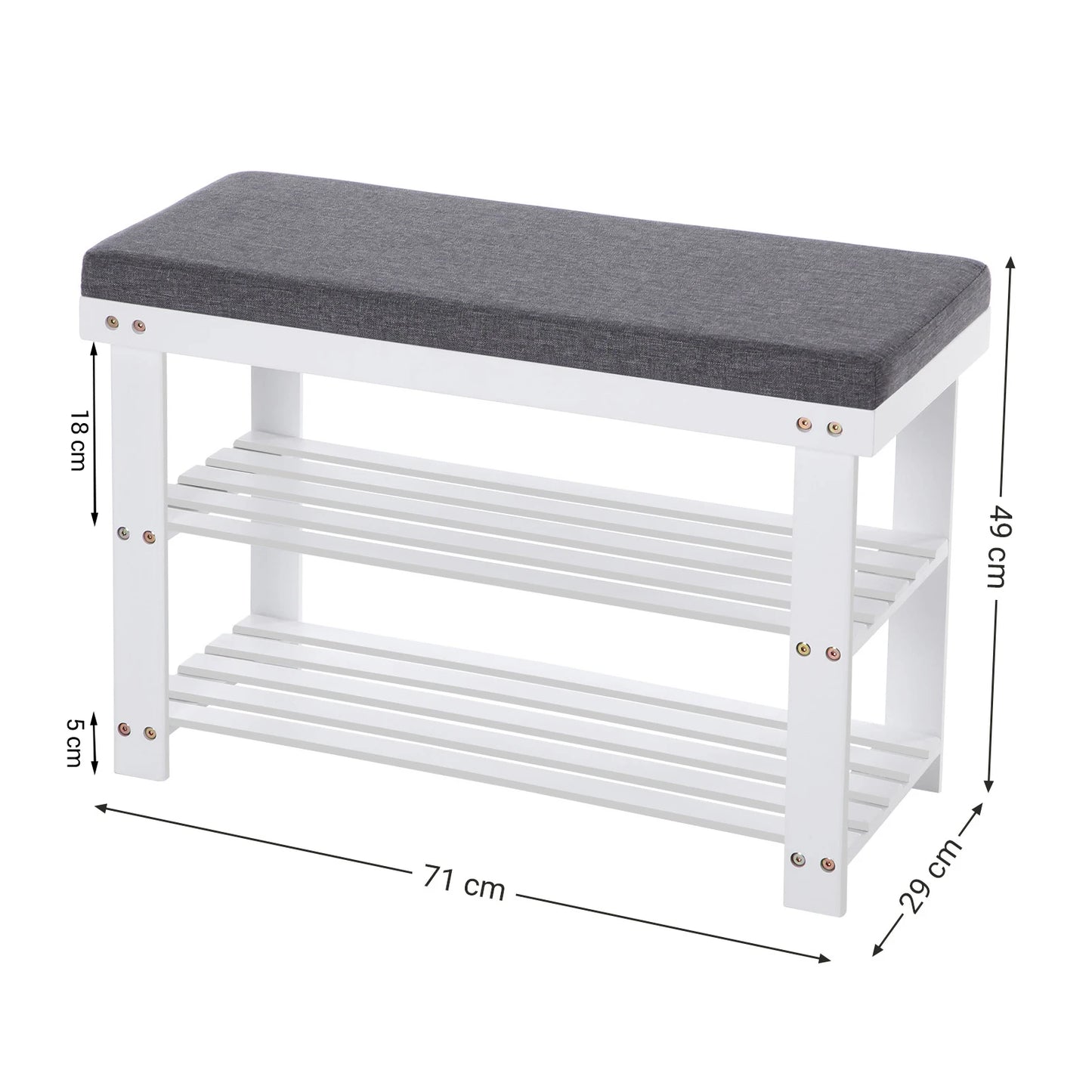 SONGMICS Bamboo 3 Tier Shoe Rack Stable Bench Seat Entryway