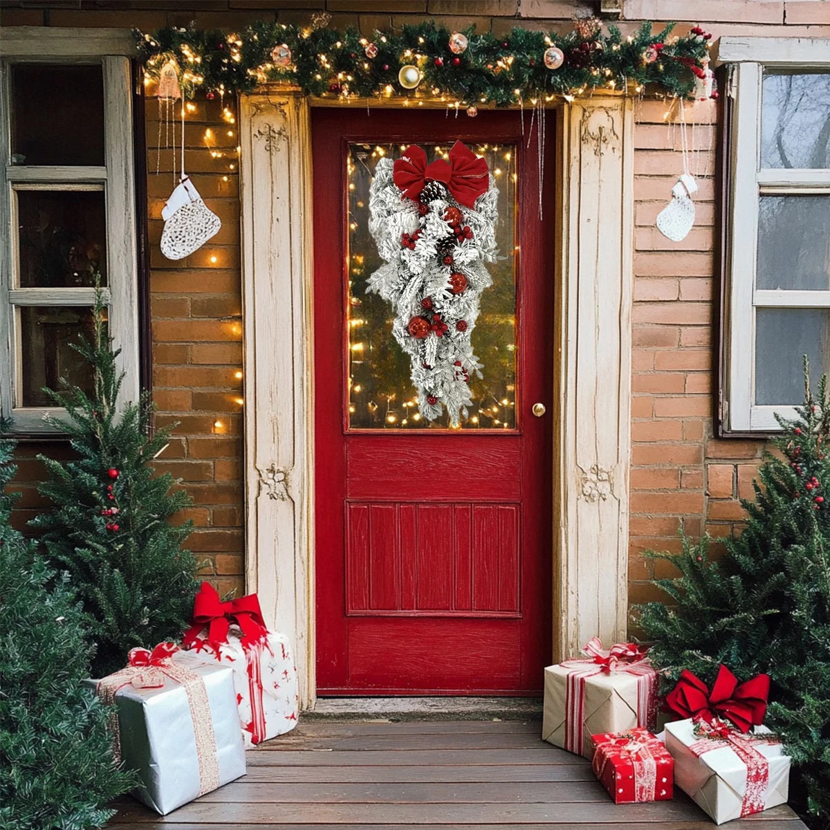 CN Zhejiang Christmas Teardrop Swags Front Door Decorations