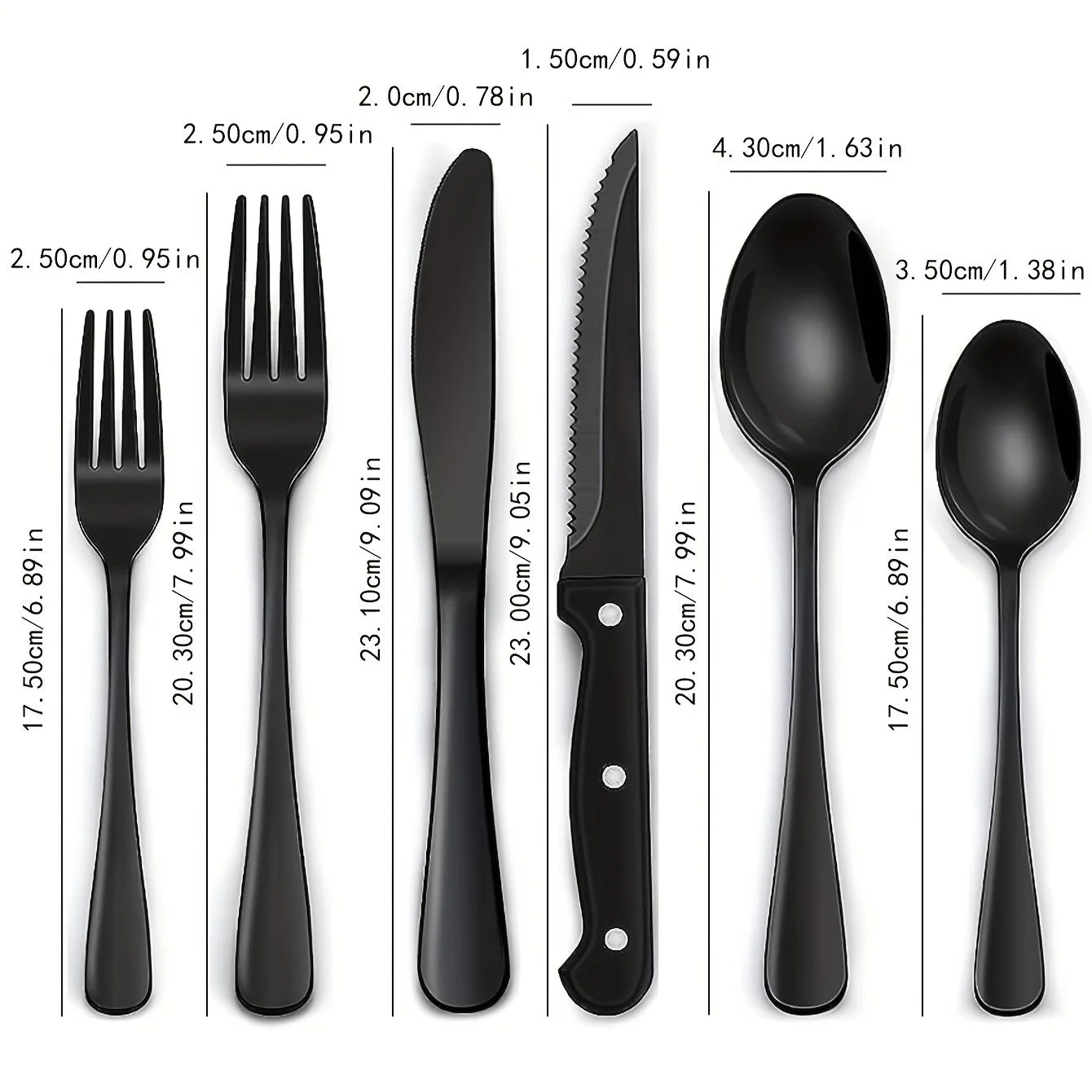 30 Piece Black Silverware Set With Steak Knives Food Grade Stainless Steel Flatware Tableware Cutlery Set