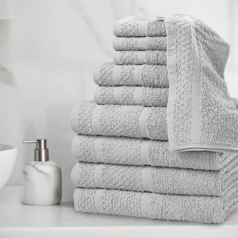 10 Piece Grey Towel Set with Upgraded Softness and Durability
