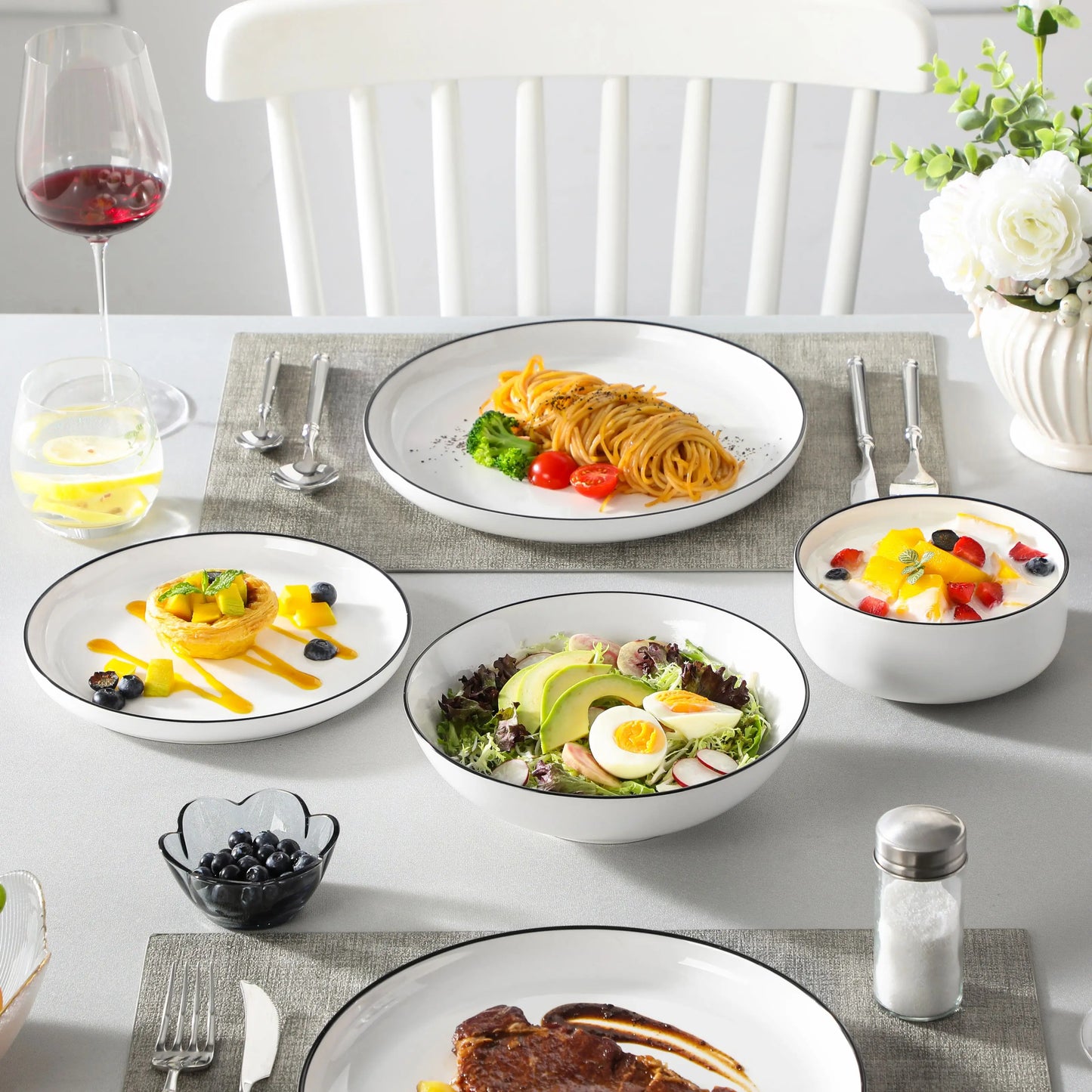 MALACASA Ceramic Dinnerware Set Porcelain Plates And Bowls