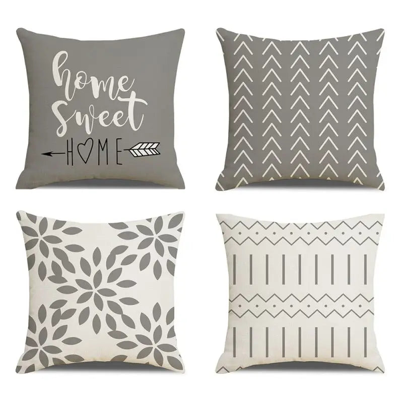 Four Pack Pillow Covers Polyester Cotton For Sofa Decor