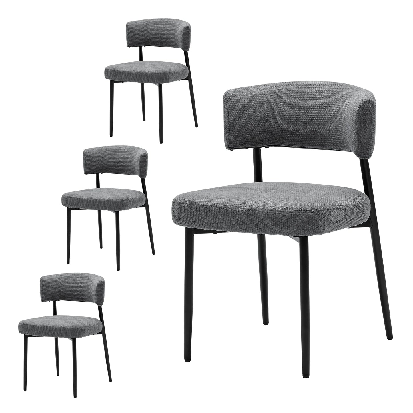 JHK Round Dining Chairs Set of 4 Breathable Fabric Modern Mid Century