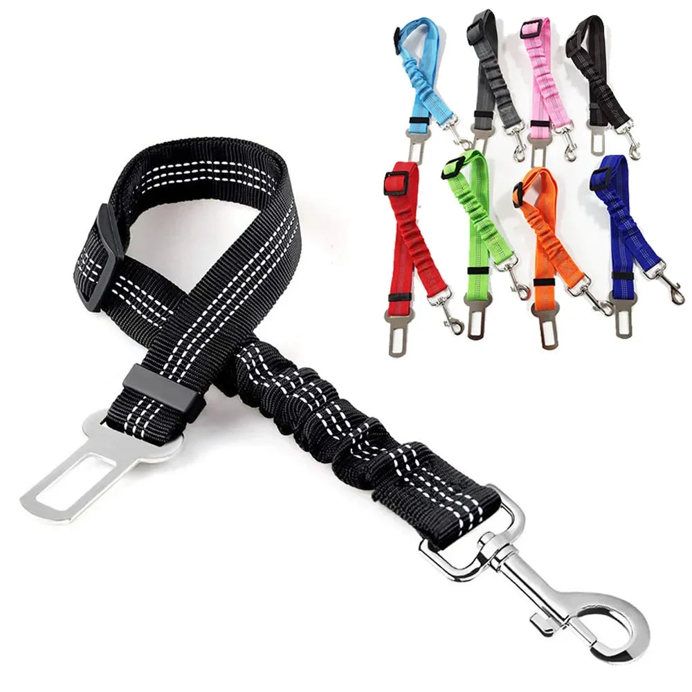 Pet Dog Car Seat Belt Retractable Elastic Reflective Safety Traction Rope Harness Accessories