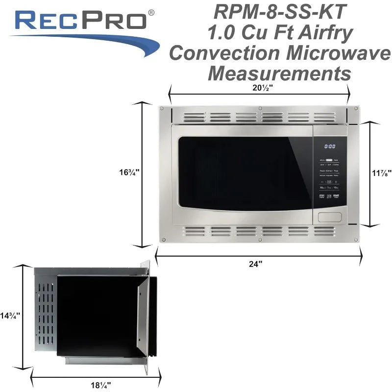 RecPro RV Kitchen Air Fryer & Convection Microwave 1.0 Cu Ft
