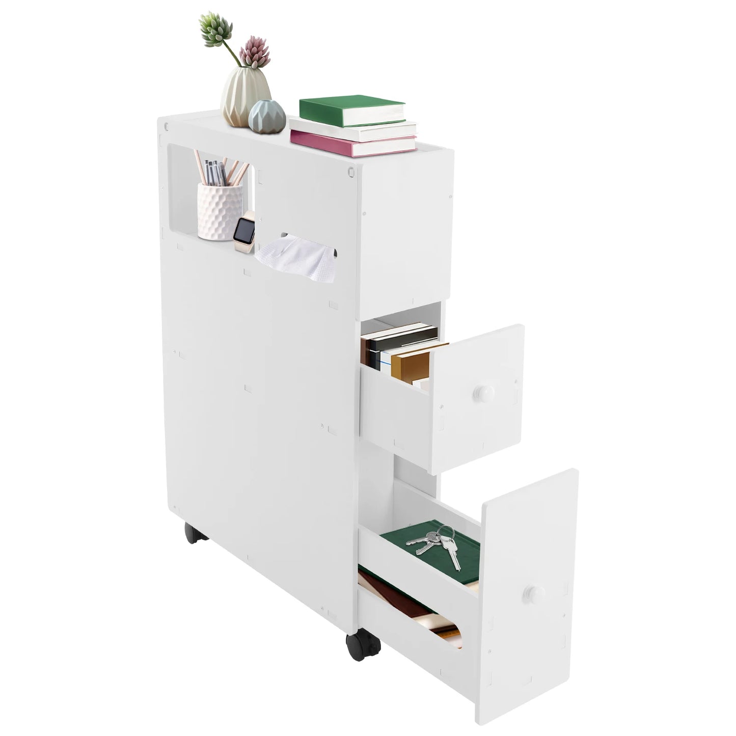 Modern Rectangular Bathroom Storage Cabinet with Drawers