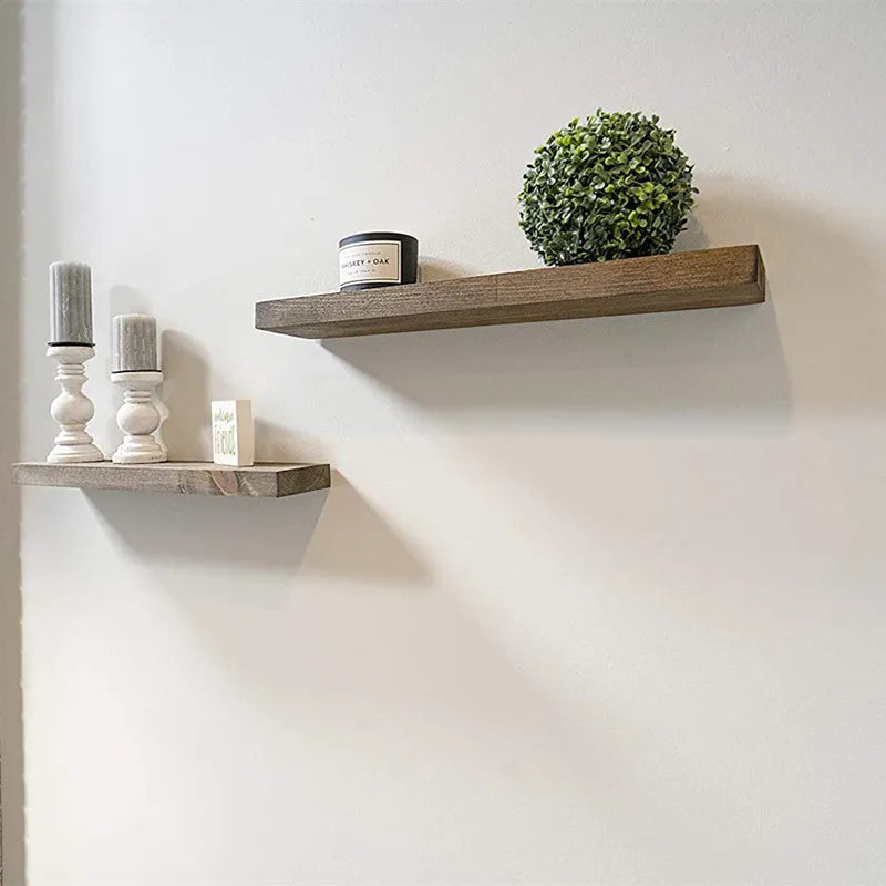 HeMu Wood Floating Wall Shelves for Home Storage Rack for Photos and Books in Living Room or Bedroom Multi-Purpose Wall Shelf