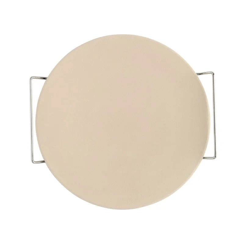 2 Piece Ceramic Pizza Stone with Steel Holder, 13" x 13"