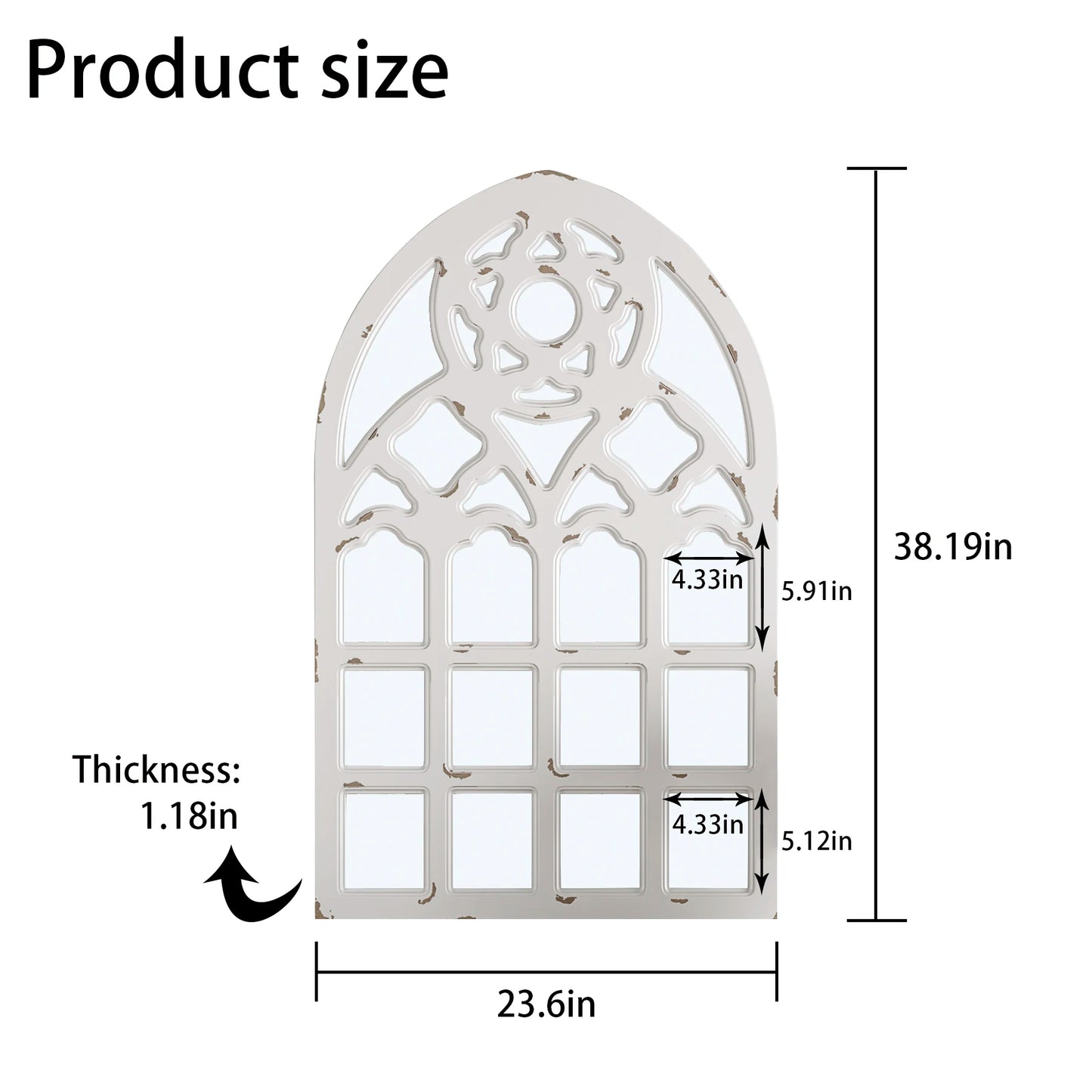 Arched Window Mirror, Large Retro Farmhouse Wall Mirrors