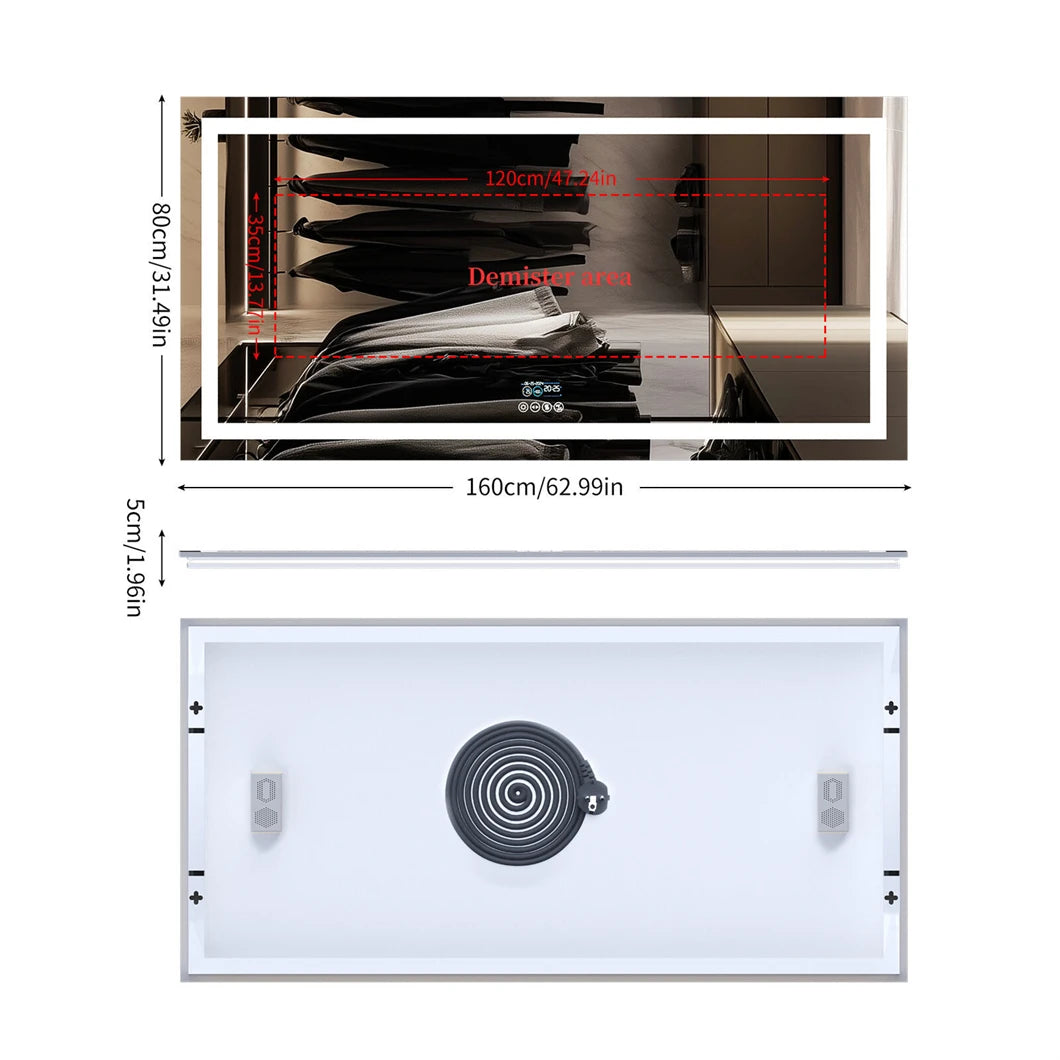 BORWART Smart LED Vanity Mirror With Bluetooth And Anti Fog