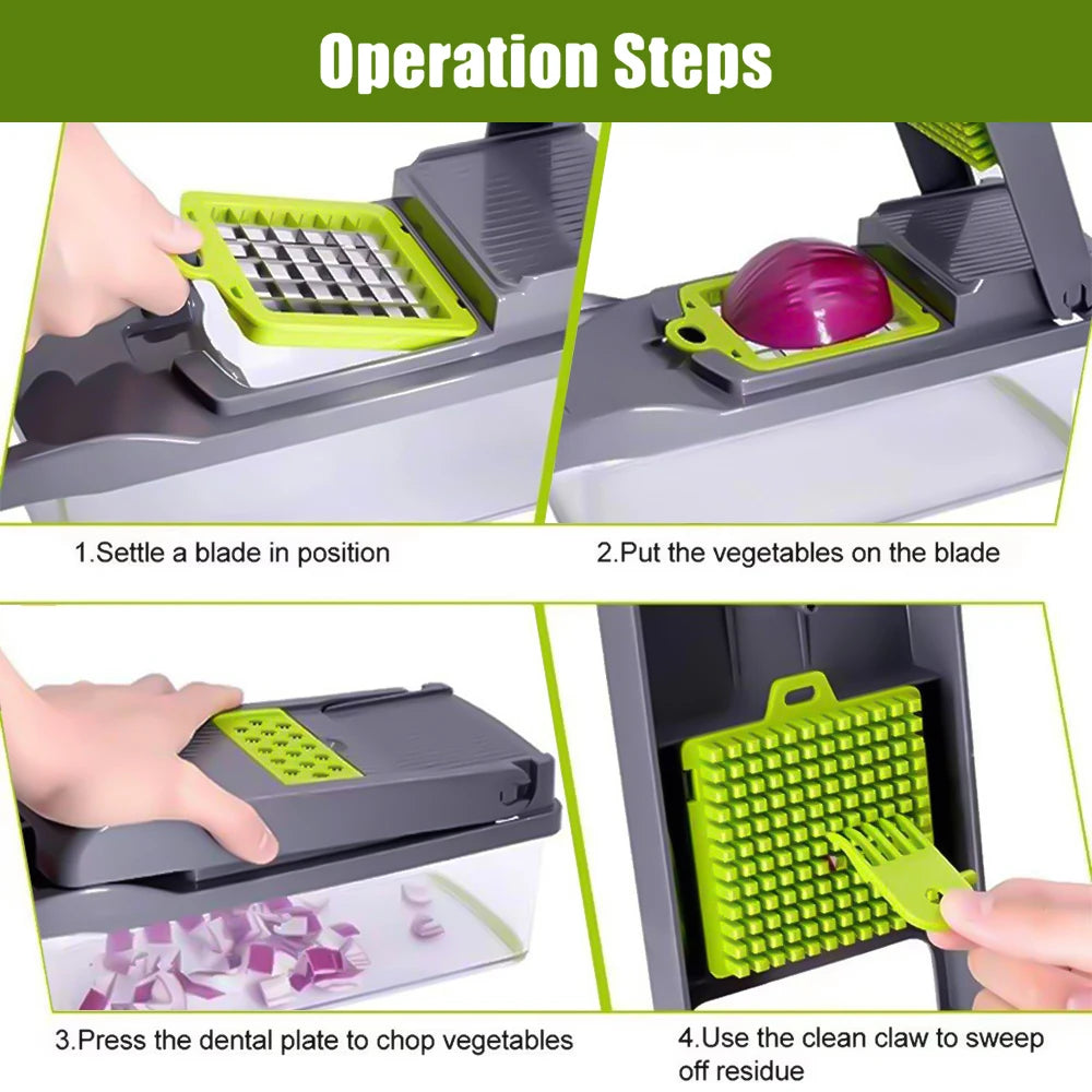 14 in 1 Multifunctional Vegetable Onion Manual Chopper Gadget