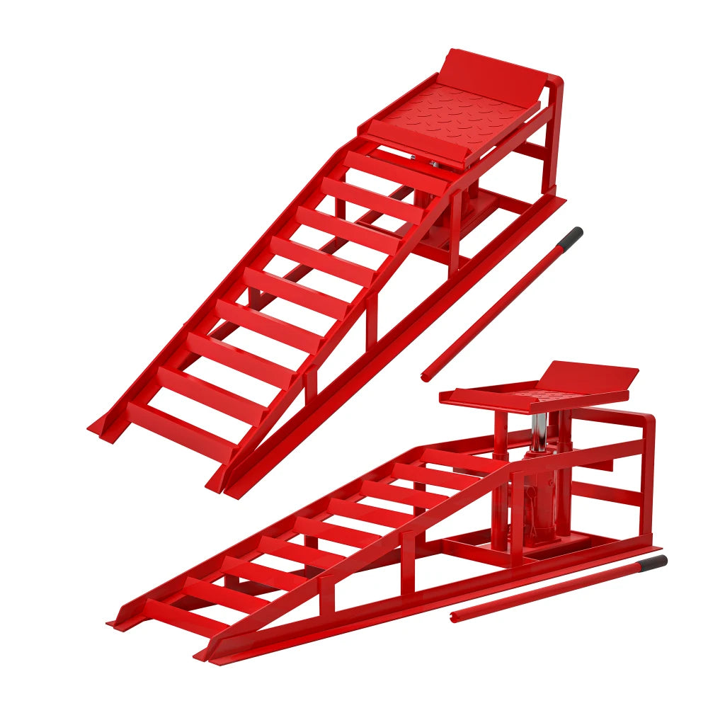 2 Pack Hydraulic Car Ramps 5 Ton 11000 Pounds Low Profile Vehicle Lift Service Ramps Truck Trailer Garage Equipment