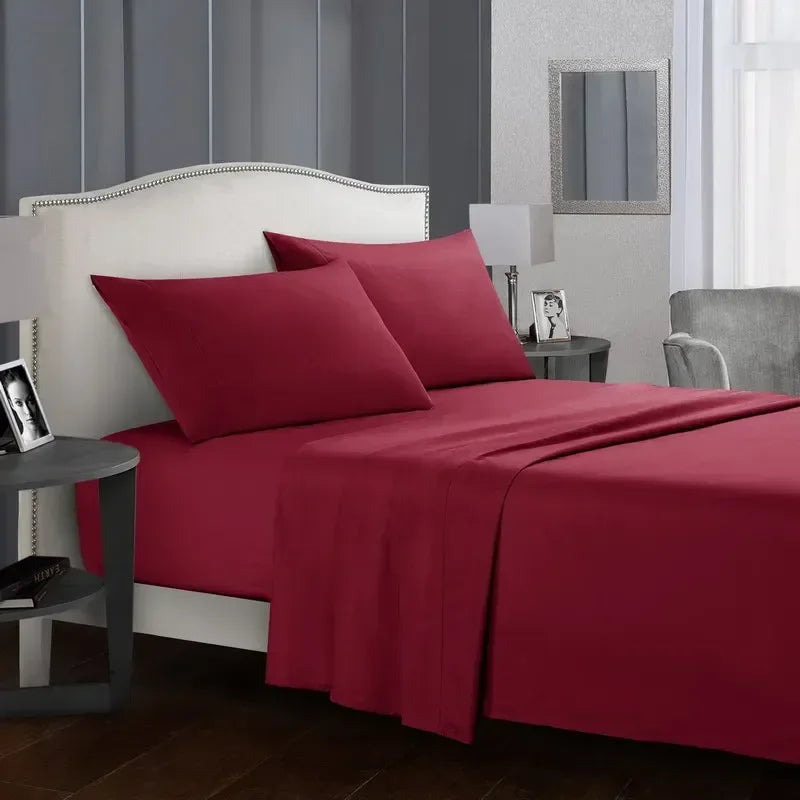 Solid Color Soft Brushed Bed Set Fitted Sheet Flat Sheet Pillowcase Bedding Set Twin Full Queen California King 3 Piece 4 Piece