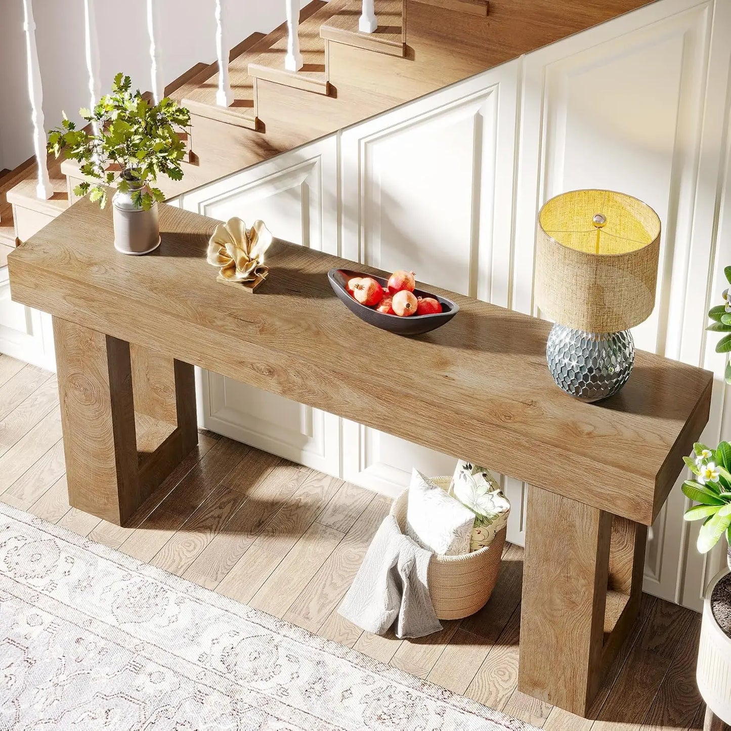 Little Tree Farmhouse Console Table Wooden Entryway Hallway