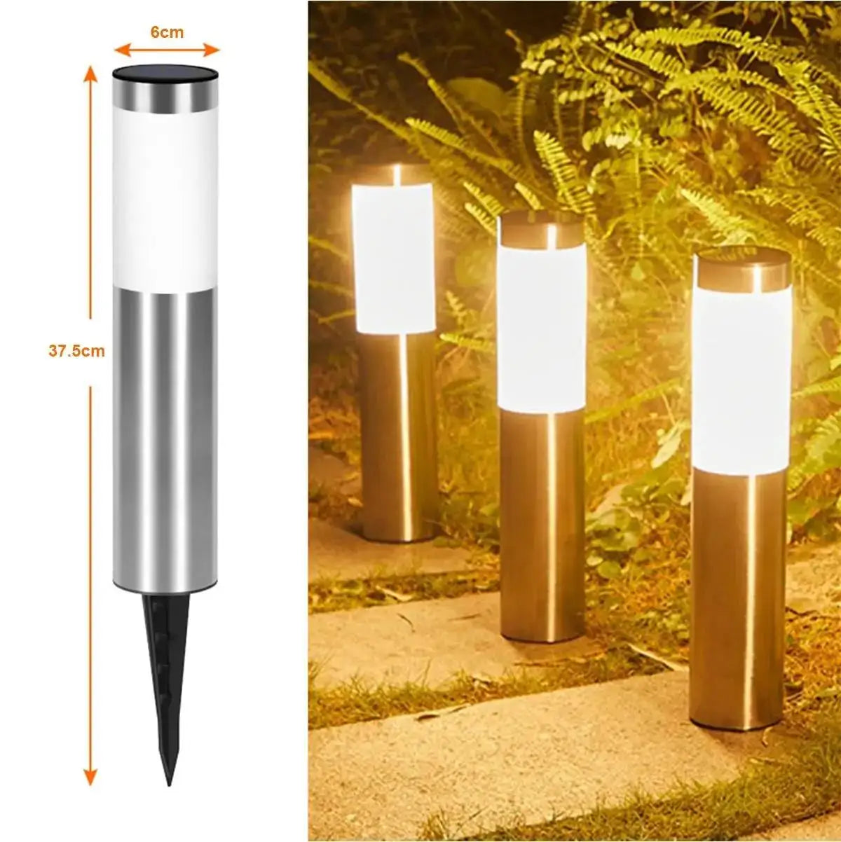 Cylindrical Garden Solar Light Dusk To Dawn Waterproof Outdoor Lamp Cool White And Warm White LED Bulbs