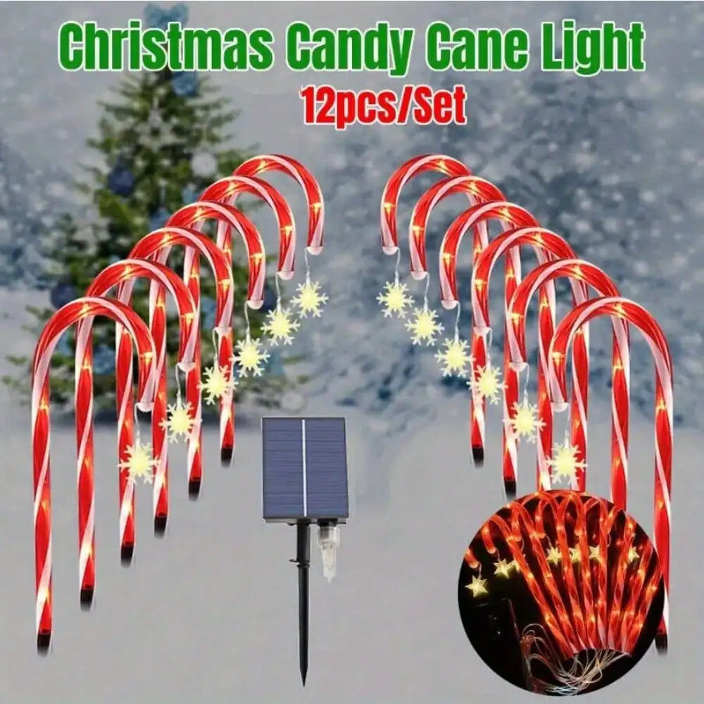 Guangdong Candy Cane Solar Christmas Lights 12 Pack