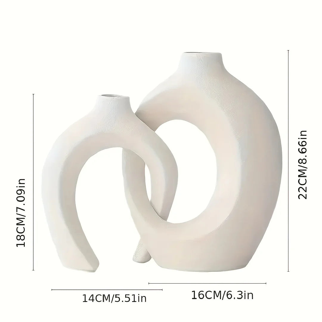 2pc Ceramic Vase Artwork for Living Room Bedroom Cafe Decor