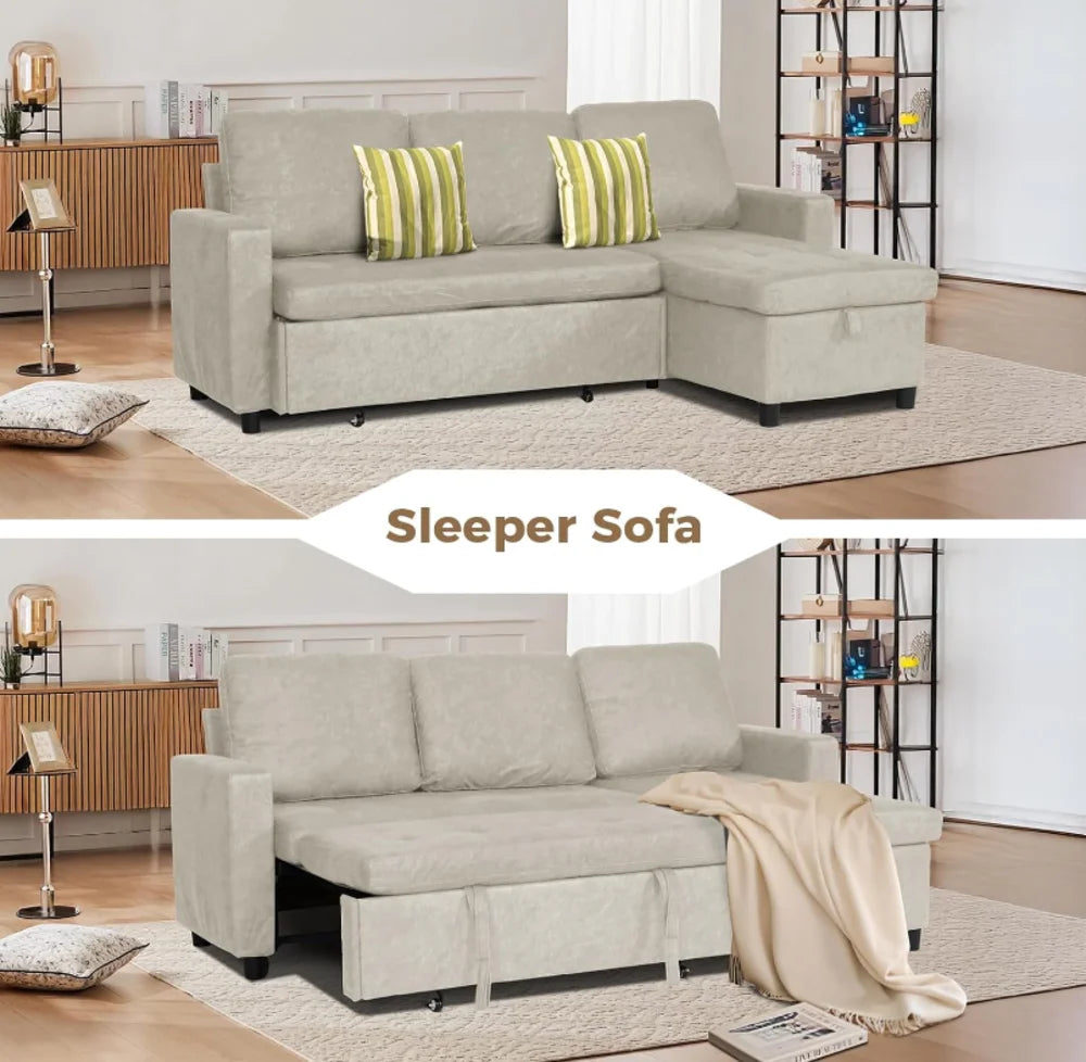 SEOGWIS Convertible Sectional Sofa Sleeper With Storage