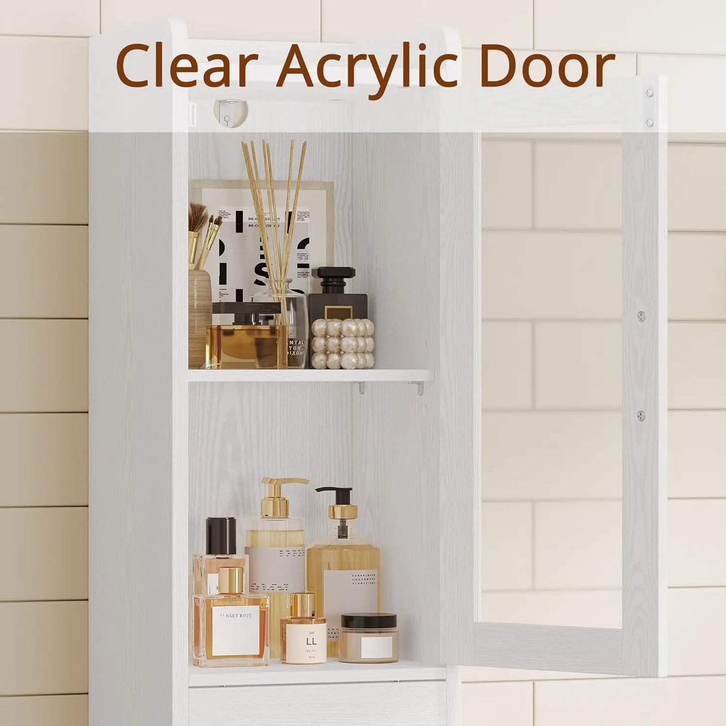 Ironck Tall Slim Bathroom Cabinet With Drawer And Door