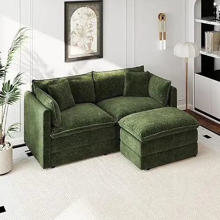 Modular Sectional Sofa Modern Convertible Loveseat Couch 77.16 Inch Deep 2-Seater Comfy Chenille Cloud Sofa