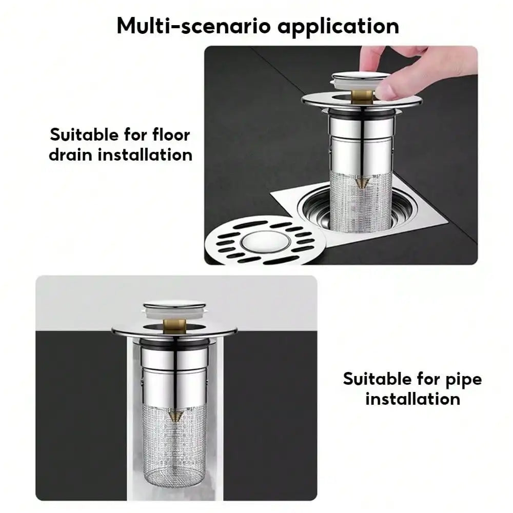 2Pcs Bathroom Sink Stopper Universal Replacement Up Stainless Steel Sink Drain Filter with Hair Catcher 1.1-1.45Inch