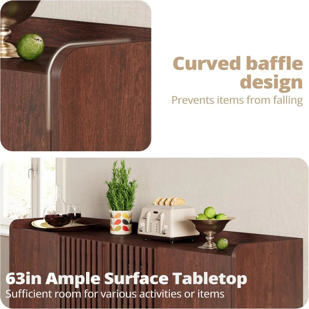 DAFIFY Buffet Storage Cabinet With Grille Doors And Adjustable Shelves