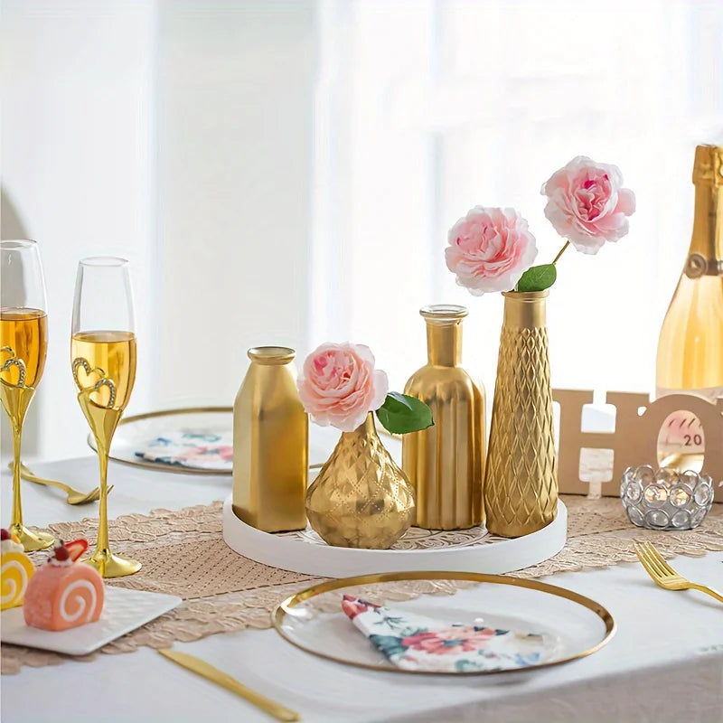Function Cylindrical Gold Glass Vase Centerpiece Decor